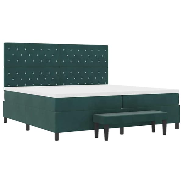 vidaXL Bäddfjäder med madrass Mörkgrön 200 x 200 cm Sammet