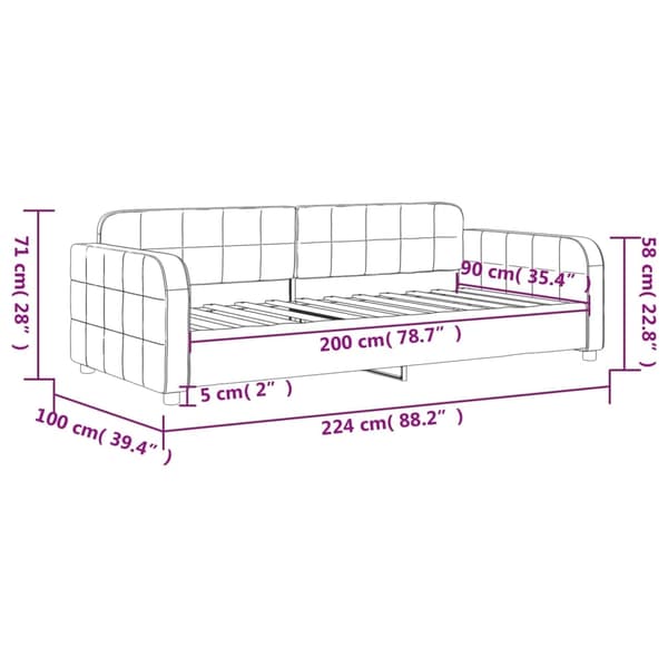 vidaXL Dagbädd svart 90x200 cm sammet
