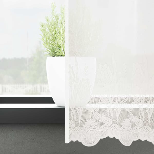 vidaXL Spetsgardin med gardiner Blommor Vit 300 x 750 cm Polyester