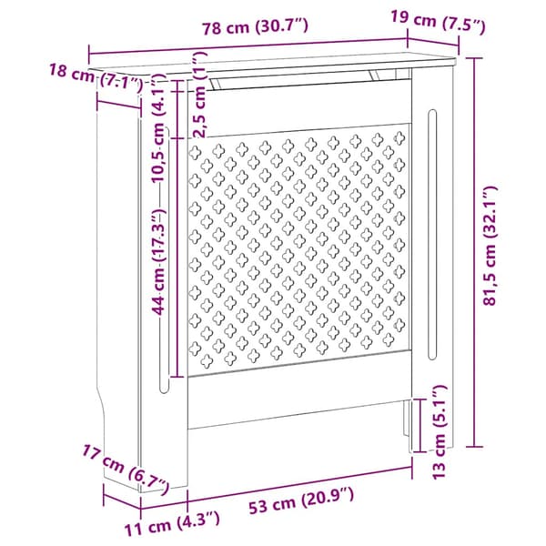 vidaXL Radiatordeksel MDF grå 78 cm