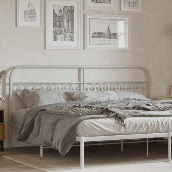 vidaXL Utskiftbar sengegavl i metall hvit 193 cm