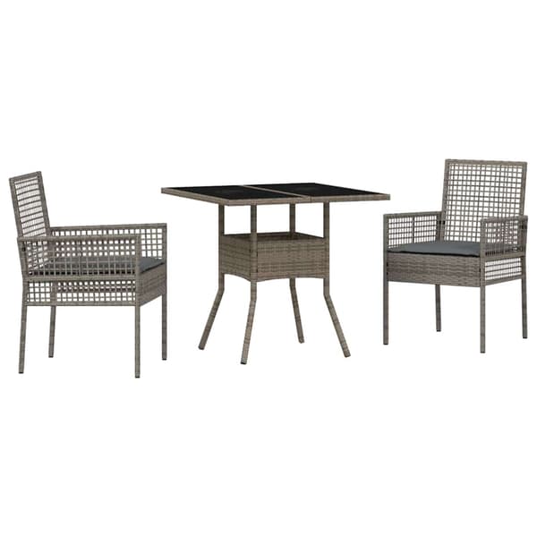 vidaXL Trädgårdsmöbelset 3 pcs Grå konstrotting