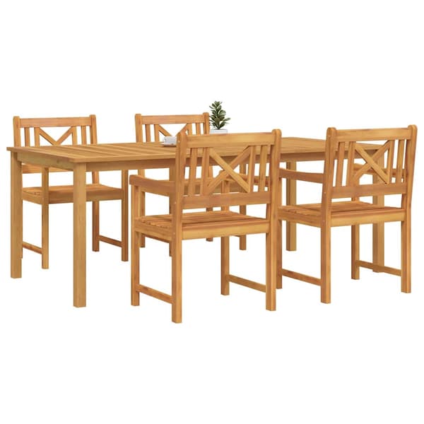 vidaXL Hage Spisegruppe 5 pcs Brun Solid akasietre