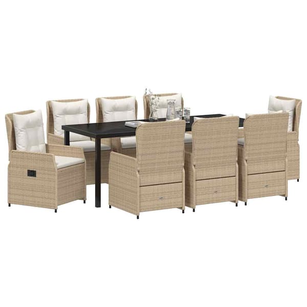 vidaXL Trädgårdsmöbelset 9 pcs Beige och Ljusgrå konstrotting