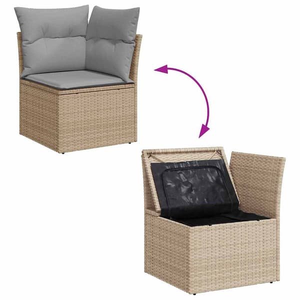 vidaXL Trädgårdsoffset 7 pcs Beige och Ljusgrå konstrotting