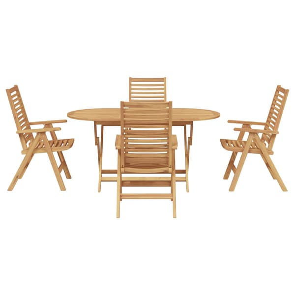 vidaXL Trädgårdsmöbelset 5 pcs Brun Massivt teakträ