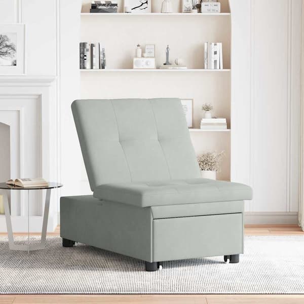 vidaXL Soffsäng Ljusgrå 194 x 67 x 82 cm Sammet