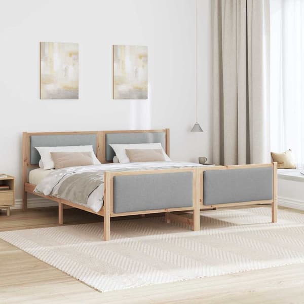 vidaXL Sängram med sänggavel Ljusgrå 200 x 200 cm tyg