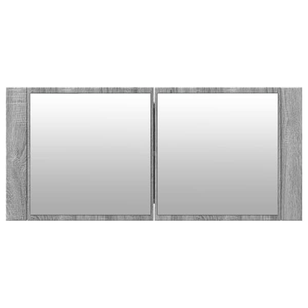 vidaXL LED-speilskap for baderom grå sonoma 100x12x45 cm