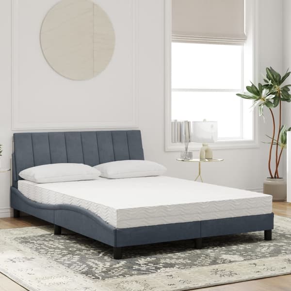 vidaXL Säng med madrass mörkgrå 140x200 cm sammet