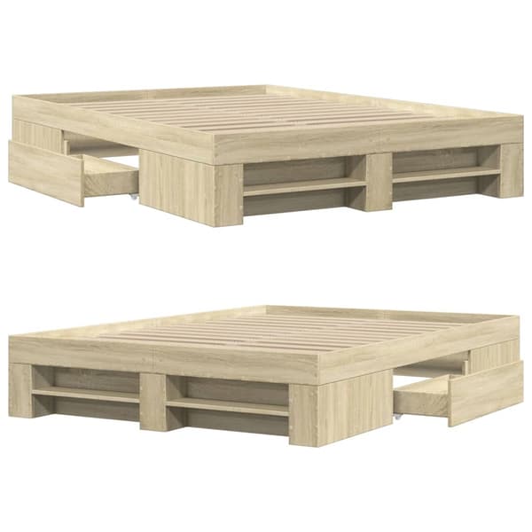 vidaXL Sengeramme sonoma eik 135x190 cm konstruert tre