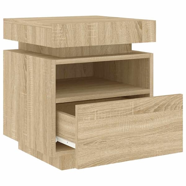 vidaXL Nattbord med LED sonoma eik 40x39x48,5 cm