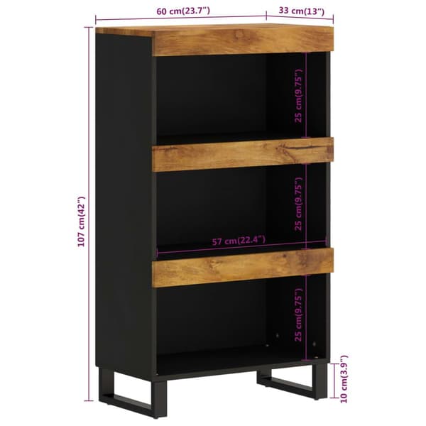 vidaXL Sideskap 60x33x107 cm heltre mango