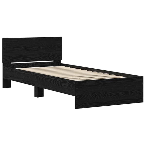 vidaXL Sengestamme med hodegjerde Svart eik 90 x 200 cm Konstruert tre