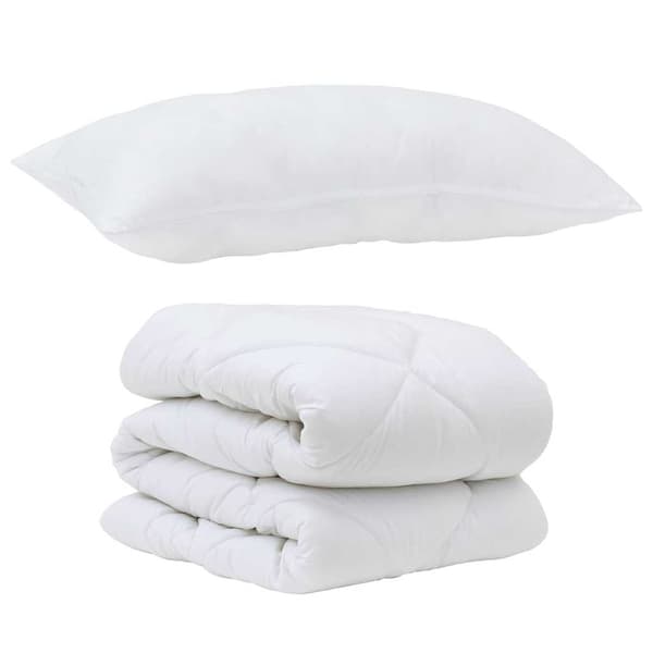 vidaXL Täcke med kudde 2 st Vit Mikrofiber