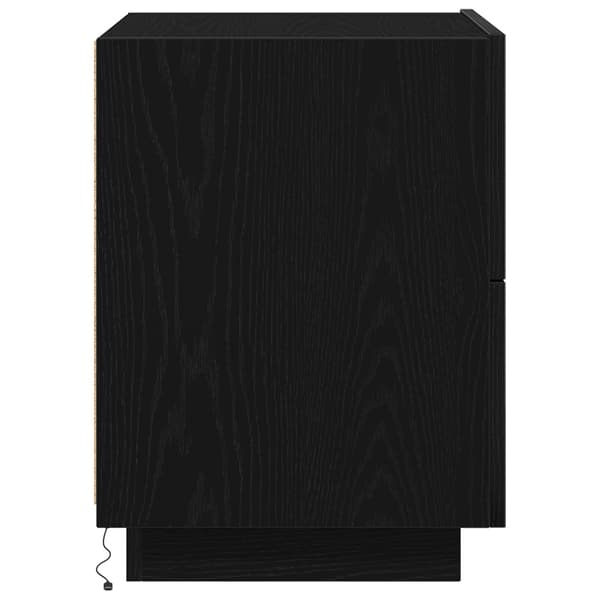vidaXL Sängbord Svart ek Massiv ek Medium Sängbord Rektangulär