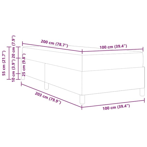 vidaXL Sängram med madrass Mörkgrå 100 x 200 cm tyg