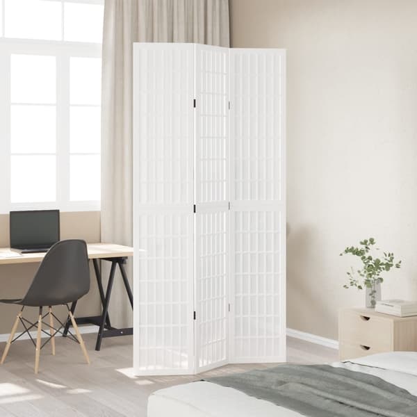 vidaXL Romdeler 3 paneler hvit heltre keisertre