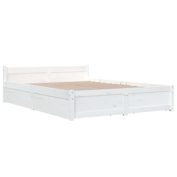 vidaXL Sengeramme med skuffer hvit 135x190 cm Double