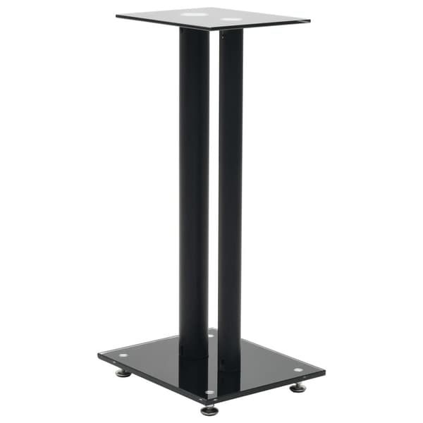 vidaXL Högtalarstativ 2 st härdat glas 2 pelare svart