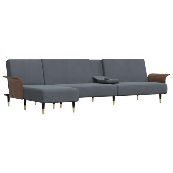 vidaXL L-formad bäddsoffa mörkgrå 279x140x70 cm sammet