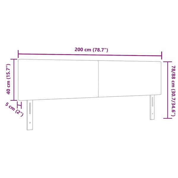 vidaXL LED Sänggavel med LED-slinga Väggmonterad Kräm 200 cm tyg