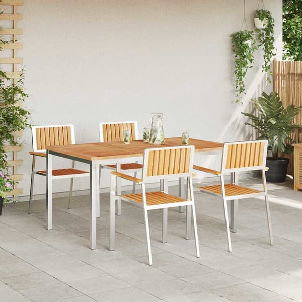 vidaXL Utomhusmatbord 5 pcs Brun Massivt teakträ