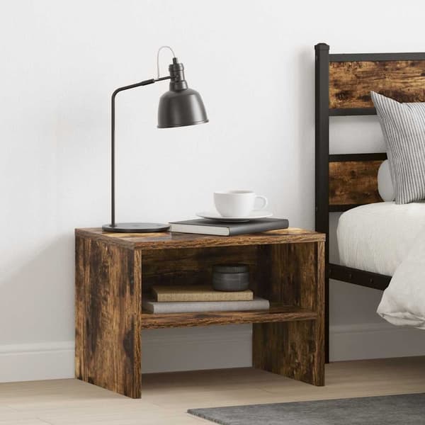 vidaXL Nattbord røkt eik 40x30x30 cm konstruert tre