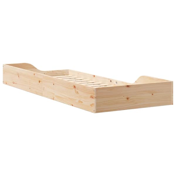 vidaXL Sängram Brun 90 x 220 cm Massiv furu