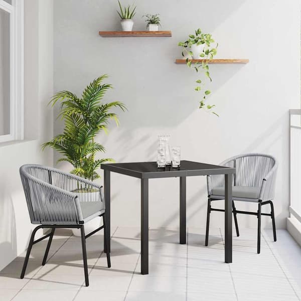 vidaXL Trädgårdsmöbelset 3 pcs Antracit Pulverlackerat stål
