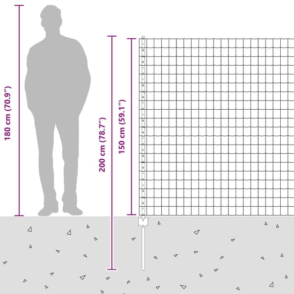 vidaXL Gjerde med stolpe sølv 1,5 x 10 m Stål