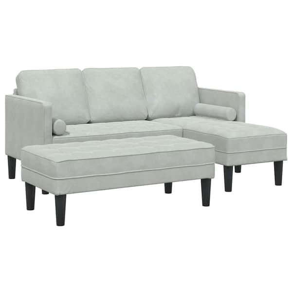 vidaXL Soffset med kudde 2 pcs Ljusgrå Polyester