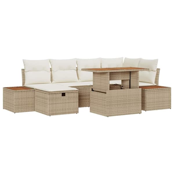 vidaXL Trädgårdsoffset 7 pcs Beige konstrotting