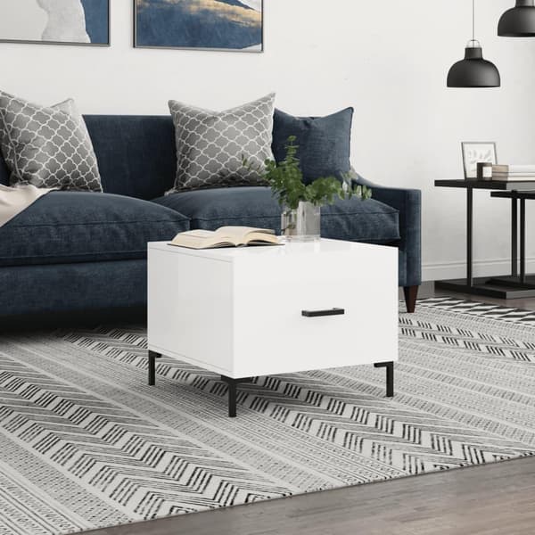 vidaXL Soffbord vit högglans 50x50x40 cm konstruerat trä