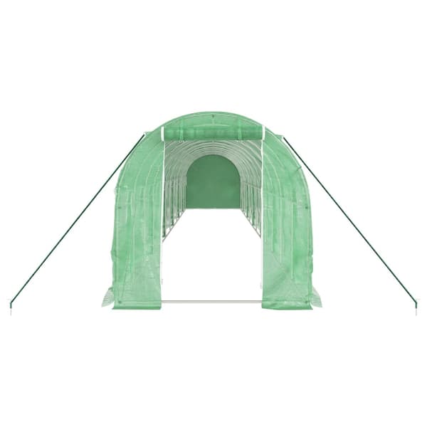 vidaXL Växthus med stålram grön 24 m² 12x2x2 m