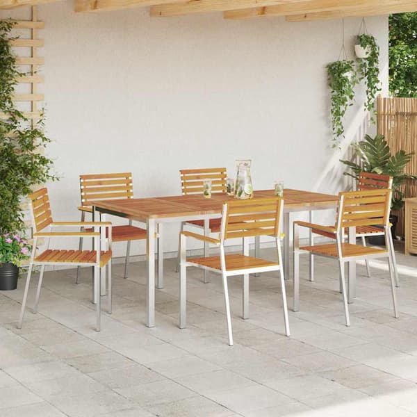 vidaXL Hage Spisegruppe 7 pcs Brun Solid akasietre