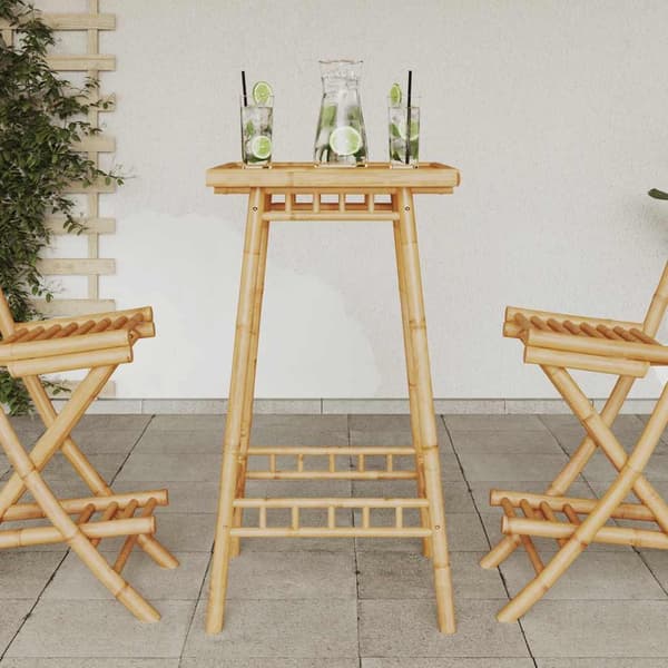 vidaXL Utebarbord kvadratiskt 55x55x100 cm bambu