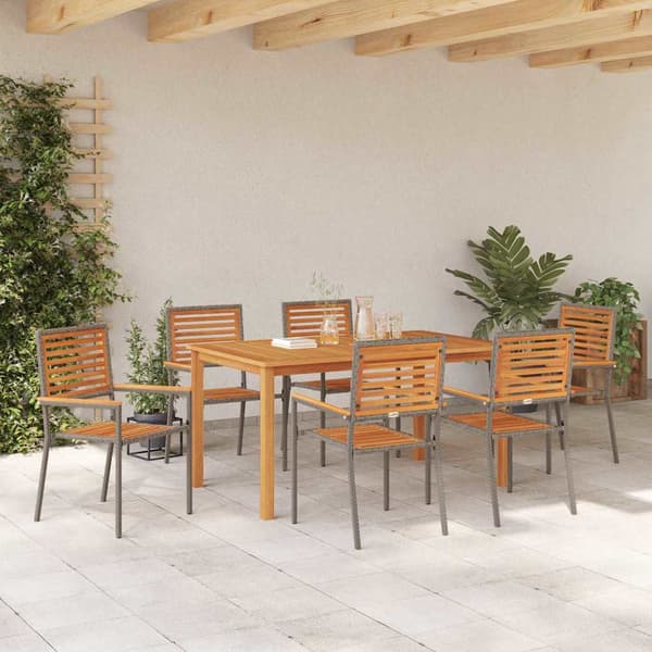 vidaXL Trädgårdsmöbelset 7 pcs Grå Massivt Akaciaträ