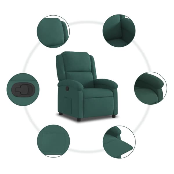 vidaXL Reclinerfåtölj mörkgrön sammet