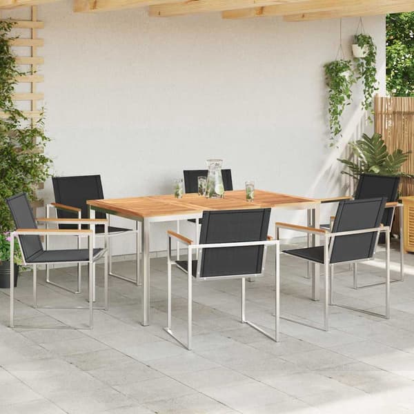 vidaXL Trädgårdsmöbelset 7 pcs Brun Massivt teakträ