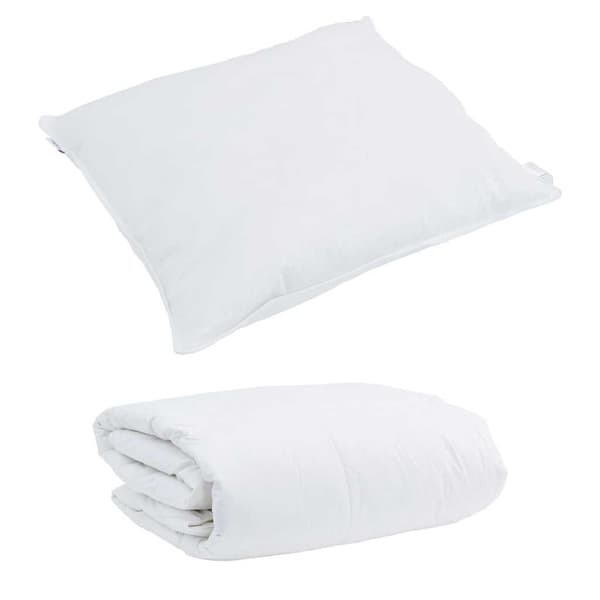 vidaXL Täcksats med kudde 2 pcs Vit 135 x 220 cm Dun
