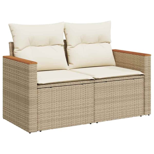 vidaXL Trädgårdsoffset med kudde 8 pcs Beige Poly rattan