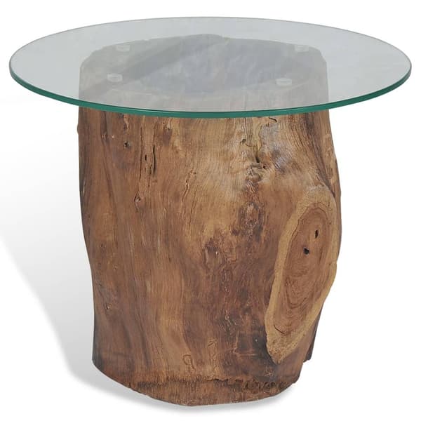 vidaXL Soffbord teak glas 50x40 cm