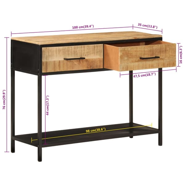 vidaXL Konsollbord 100x35x76 cm heltre mango og jern