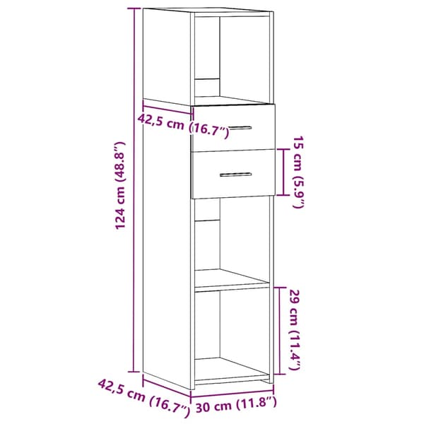 vidaXL Hylle hvit 30x42,5x124 cm konstruert tre
