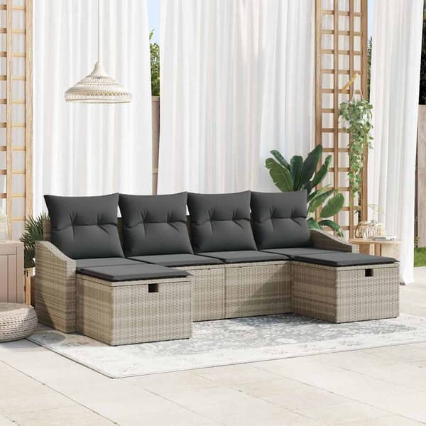 vidaXL Soffset med kudde 6 pcs konstrotting