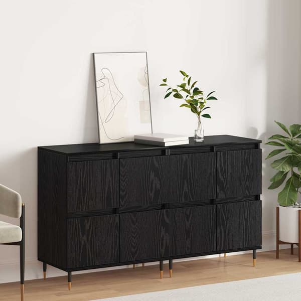 vidaXL Oppbevaringsskap 2 pcs Svart Eik 60 x 35 x 70 cm