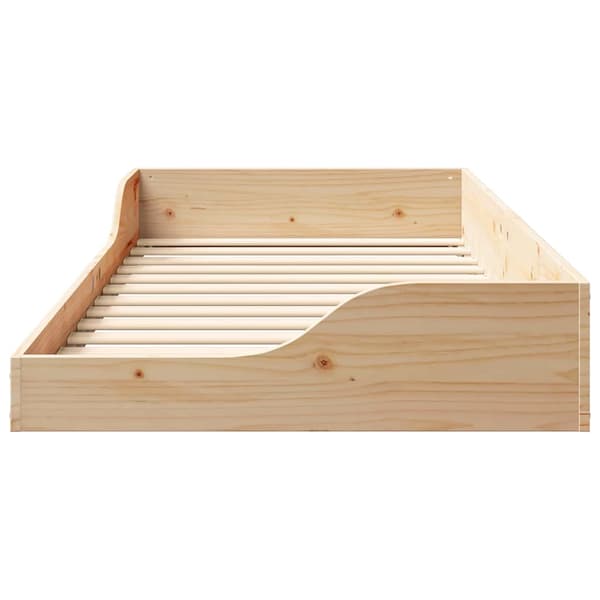 vidaXL Sängram Brun 75 x 190 cm Massiv furu