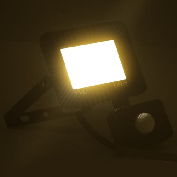 vidaXL LED-flomlys med sensor 20 W varmhvit