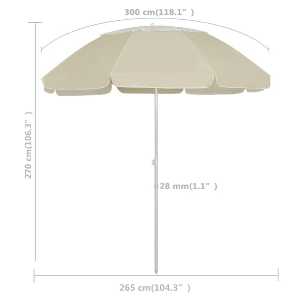 vidaXL Strandparasoll sandgul 300 cm